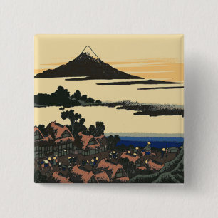Ancient Kai province Katsushika Hokusai drawing 15 Cm Square Badge