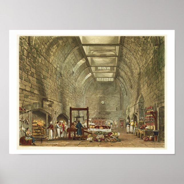 Ancient Kitchen, Windsor Castle, engraved by Willi Poster (Front)