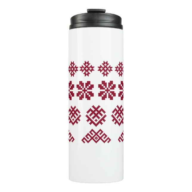 Ancient Latvian symbols Sun Moon Star Jumis Thermal Tumbler (Front)