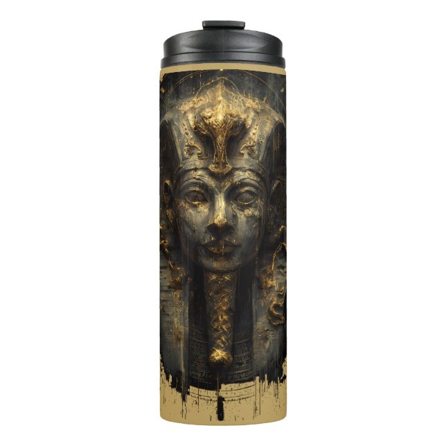 Ancient Malice Egyptian Pharaoh Black Thermal Tumbler (Front)