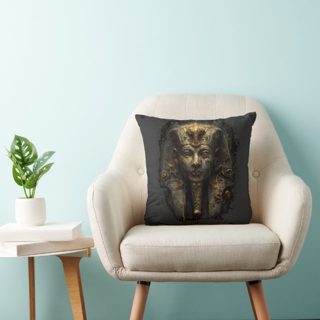 Ancient Malice Egyptian Pharaoh Black Throw Pillow (Chair)