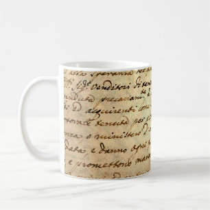 Ancient manuscript of 1700 century written in ink  coffee mug