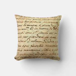 Ancient manuscript of 1700 century written in ink cushion