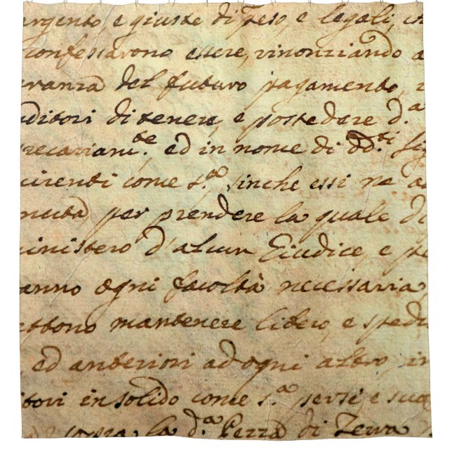 Ancient manuscript of 1700 century written in ink  shower curtain (Front)