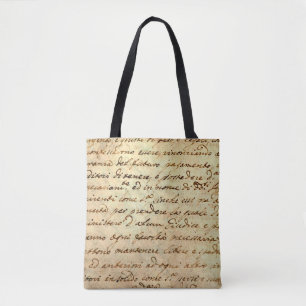 Ancient manuscript of 1700 century written in ink tote bag