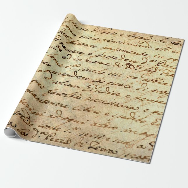 Ancient manuscript of 1700 century written in ink  wrapping paper (Unrolled)