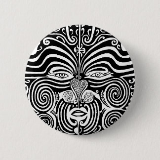 Ancient Maori Moko tribal tattoo design. 6 Cm Round Badge