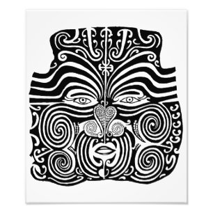 Ancient Maori Moko tribal tattoo design. Photo Print