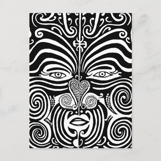 Ancient Maori Moko tribal tattoo design. Postcard (Front)
