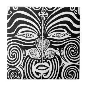 Ancient Maori Moko tribal tattoo design. Tile