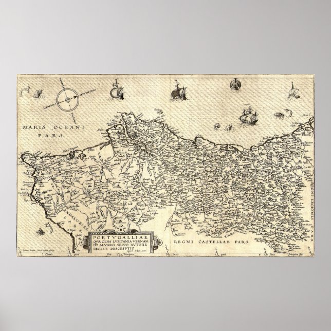 Ancient Map of Portugal Poster (Front)