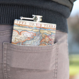 Ancient Map Of The World Hip Flask