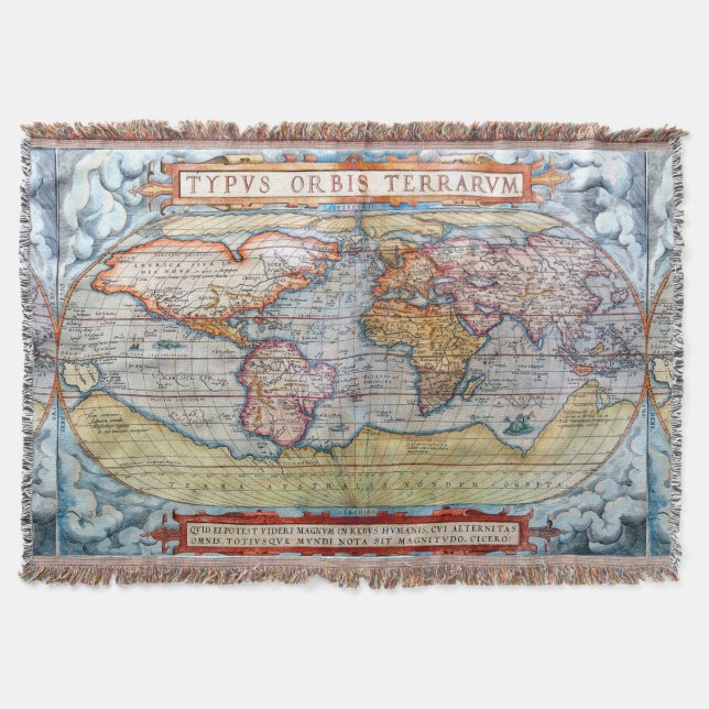 Ancient Map Of The World Rugs Throw Blanket (Front)