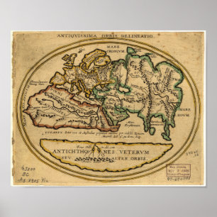 Ancient Map of the World - unknown date Poster