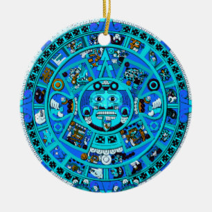 Ancient Mayan Aztec Symbol - End of World ?! Ceramic Tree Decoration