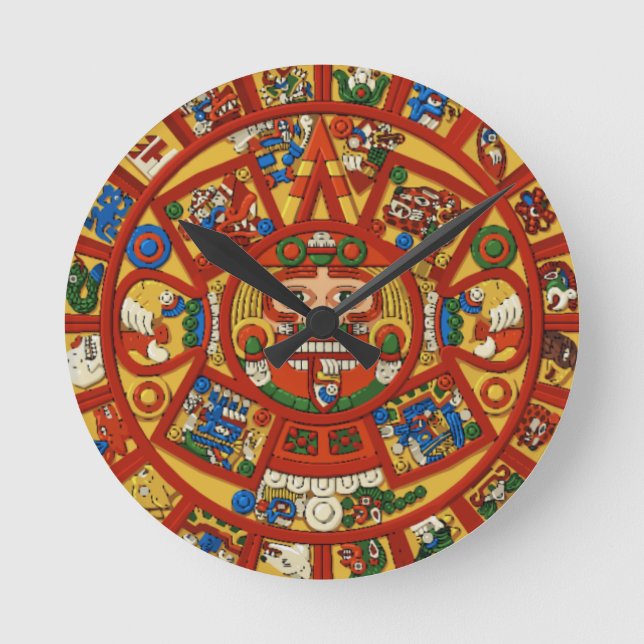 Ancient Mayan Maya Aztec Calendar Round Clock (Front)