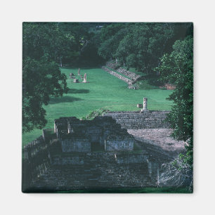 Ancient Mayan Ruins Grass Courtyard and Structures Magnet