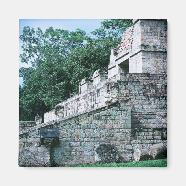 Ancient Mayan Ruins Square Photo Designed Colour Magnet (Front)