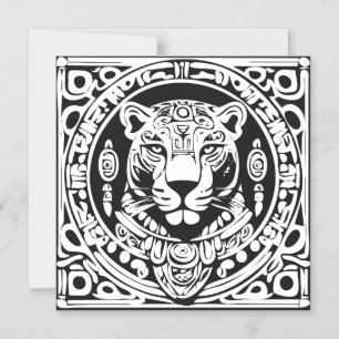 Ancient Mayan Style Jaguar Warrior Tribal Mask Art Magnetic Invitation