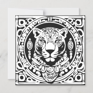 Ancient Mayan Style Jaguar Warrior Tribal Mask Art Magnetic Invitation