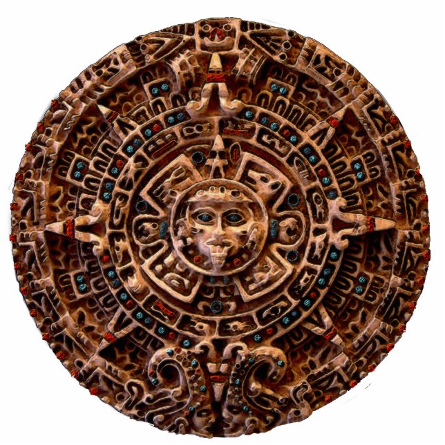 Ancient Mayan Sun Disc Mexico History Standing Photo Sculpture (Front)