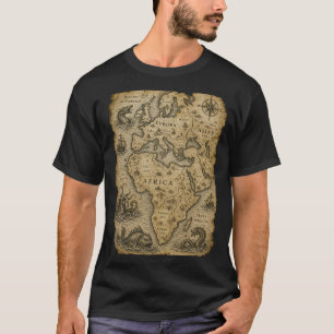 Ancient Mediaeval World Map Sea Monsters Cartograp T-Shirt
