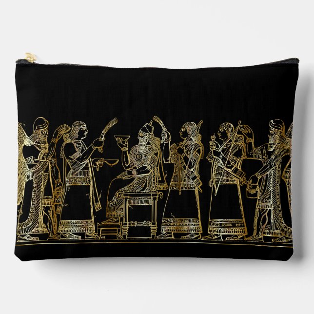 Ancient Mesopotamian Gold Art Zipper Accessory Pouch (Front)
