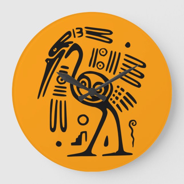 Ancient Mexican Bird Round Wall Clock (Front)