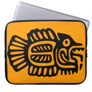 Ancient Mexican Fish Motif Computer Sleeve
