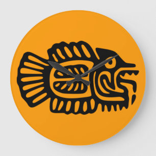Ancient Mexican Fish Round Wall Clock