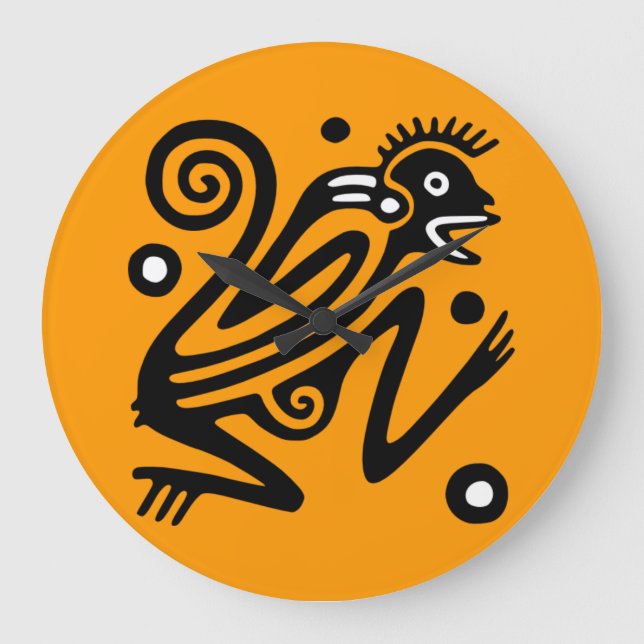 Ancient Mexican monkey Round Wall Clock (Front)
