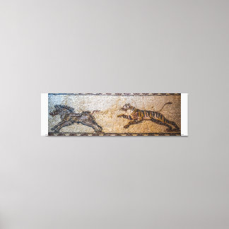 Ancient Mosaic : A Tiger Hunting A Boar Canvas Print