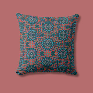 Ancient Mosaic Geometric Floral Pattern Cushion
