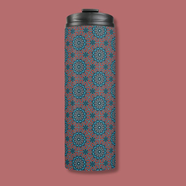 Ancient Mosaic Geometric Floral Pattern Thermal Tumbler (Creator Uploaded)