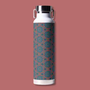 Ancient Mosaic Geometric Floral Pattern Water Bottle
