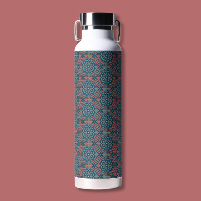 Ancient Mosaic Geometric Floral Pattern Water Bottle (Creator Uploaded)