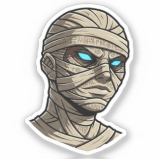 Ancient Mummy Head - Glowing Blue Eyes Vector Art