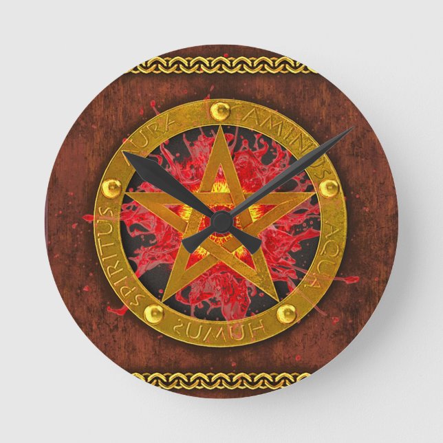 Ancient Mystical Tome of Magic Spells & Potions I Round Clock (Front)