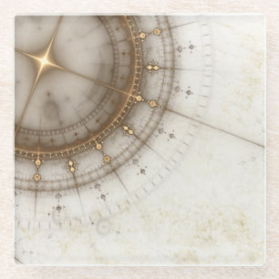 Ancient Nautical Chart, Grunge Glass Coaster