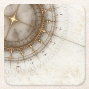 Ancient Nautical Chart, Grunge Square Paper Coaster
