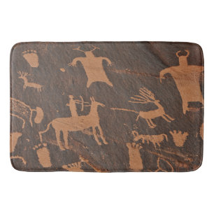 Ancient Newspaper Rock Petroglyphs Native American Bath Mat