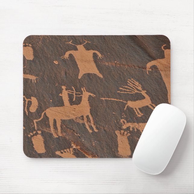 Ancient Newspaper Rock Petroglyphs Native American Mouse Mat (With Mouse)