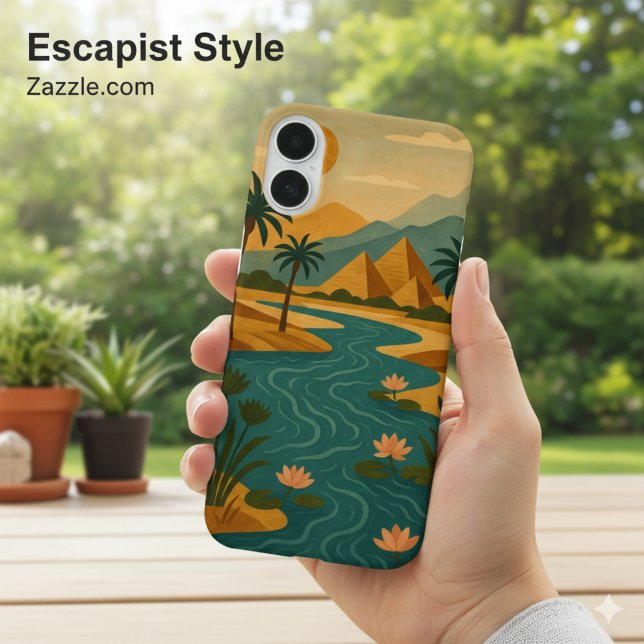 Ancient Nile Mystique Pyramids Gold Teal Case-Mate iPhone Case (Creator Uploaded)