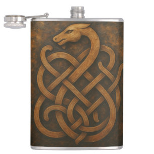Ancient Norse Serpent Knot Symbol Hip Flask