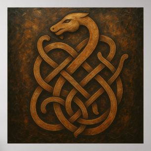 Ancient Norse Serpent Knot Symbol Poster