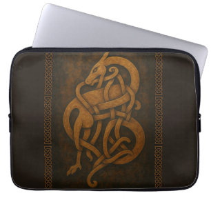 Ancient Norse Serpent Knot with Celtic Border Laptop Sleeve