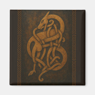 Ancient Norse Serpent Knot with Celtic Border Magnet