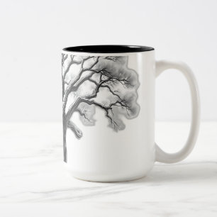 Ancient Oak Tree Charcoal Sketch Two-Tone Coffee Mug
