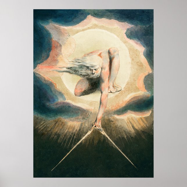 Ancient of Days Setting a Compass to the Earth Poster (Front)