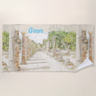 Ancient Olympia, Elis, Greece Beach Towel